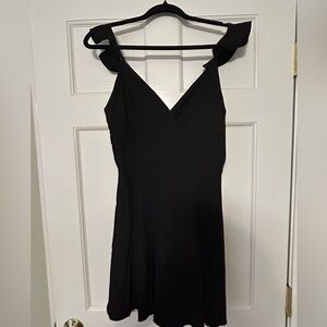 Black V-Neck Mini Dress with Ruffle Straps